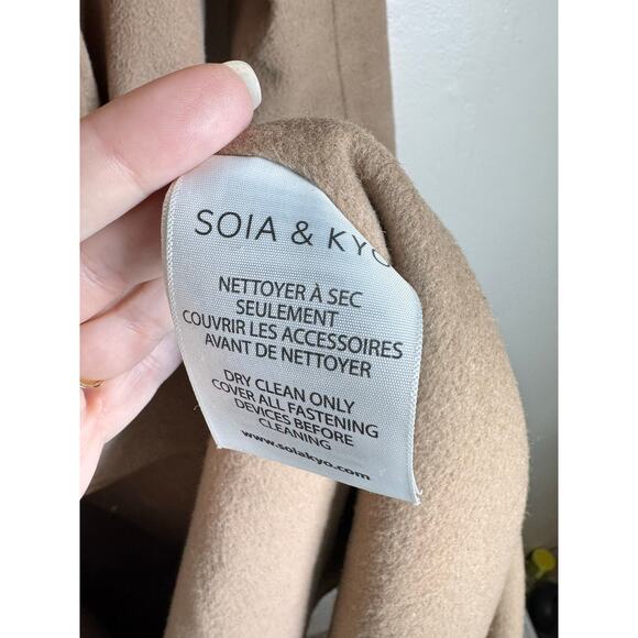 Soia & Kyo Long Women’s Coat tan Wool Blend Belted Open Long XS - Picture 11 of 15